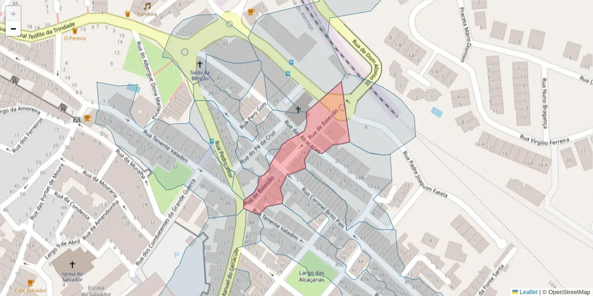 Mapa detalhado do código postal 7800-045 com limites, códigos postais vizinhos e agências dos correios