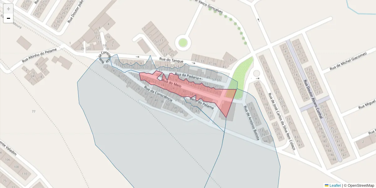 Mapa detalhado do código postal 7800-046 com limites, códigos postais vizinhos e agências dos correios