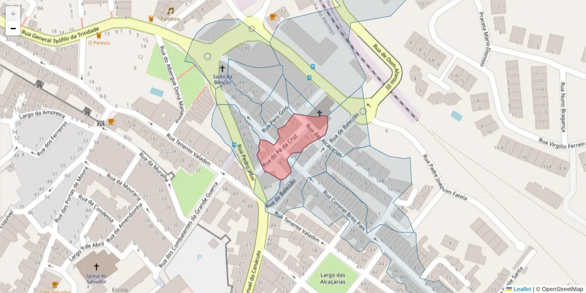 Mapa detalhado do código postal 7800-047 com limites, códigos postais vizinhos e agências dos correios