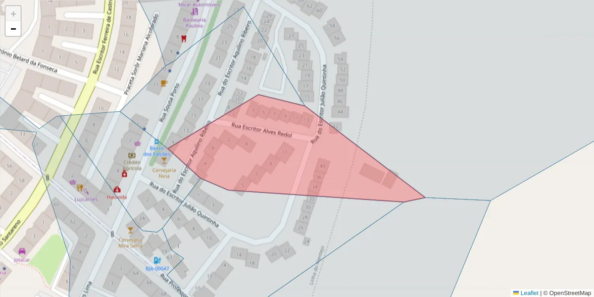 Mapa detalhado do código postal 7800-059 com limites, códigos postais vizinhos e agências dos correios