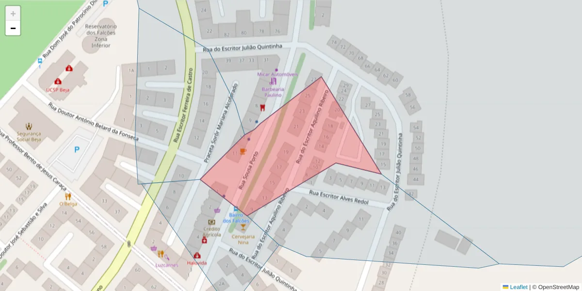 Mapa detalhado do código postal 7800-060 com limites, códigos postais vizinhos e agências dos correios
