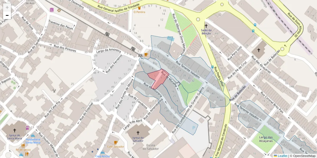 Mapa detalhado do código postal 7800-076 com limites, códigos postais vizinhos e agências dos correios