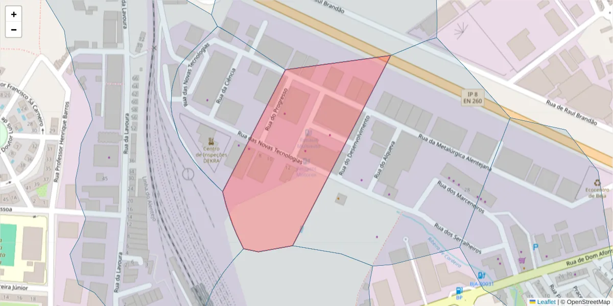 Mapa detalhado do código postal 7800-114 com limites, códigos postais vizinhos e agências dos correios