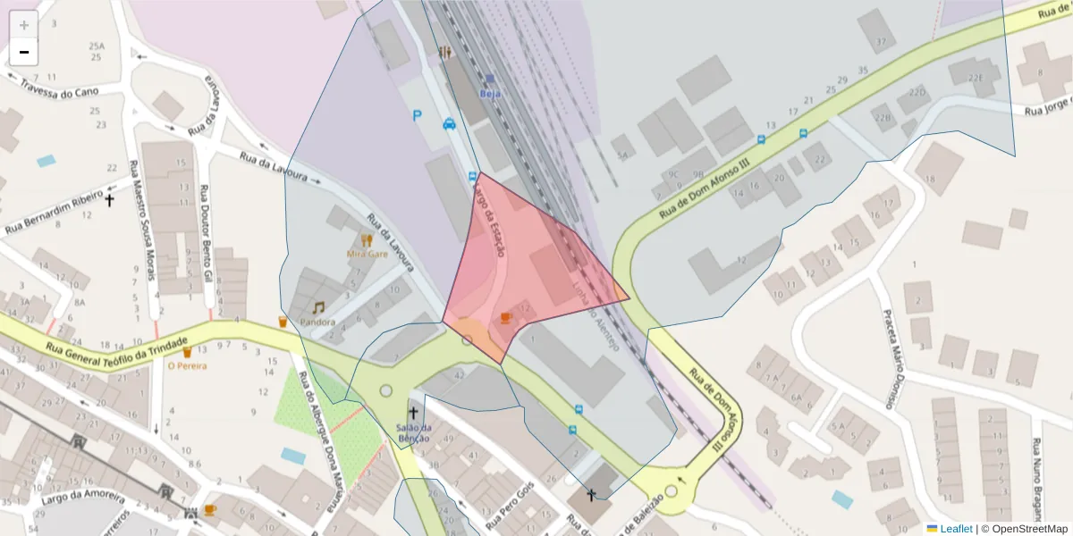 Mapa detalhado do código postal 7800-132 com limites, códigos postais vizinhos e agências dos correios