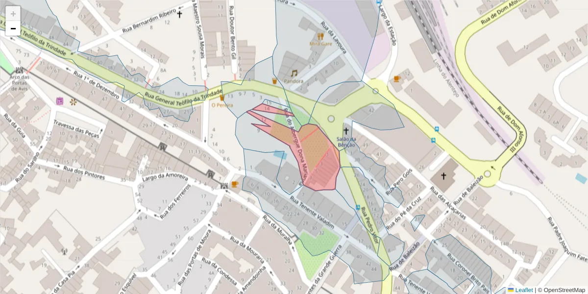 Mapa detalhado do código postal 7800-137 com limites, códigos postais vizinhos e agências dos correios
