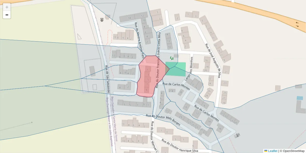 Mapa detalhado do código postal 7800-152 com limites, códigos postais vizinhos e agências dos correios