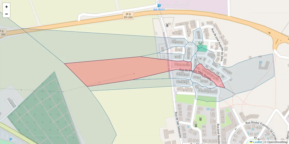 Mapa detalhado do código postal 7800-179 com limites, códigos postais vizinhos e agências dos correios