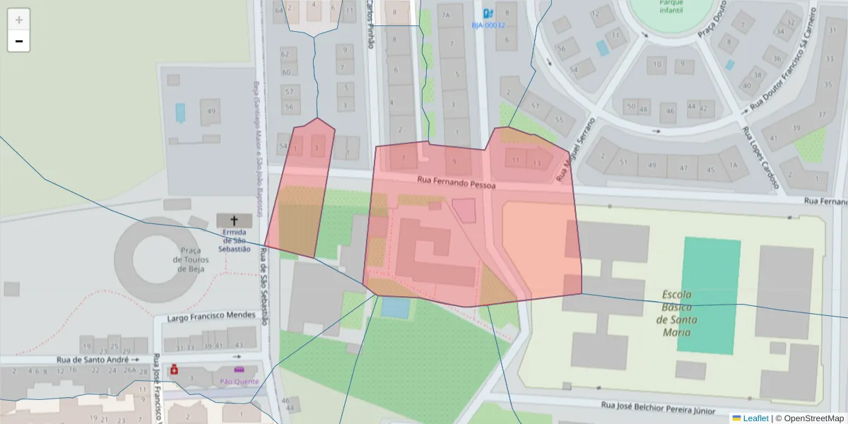 Mapa detalhado do código postal 7800-181 com limites, códigos postais vizinhos e agências dos correios