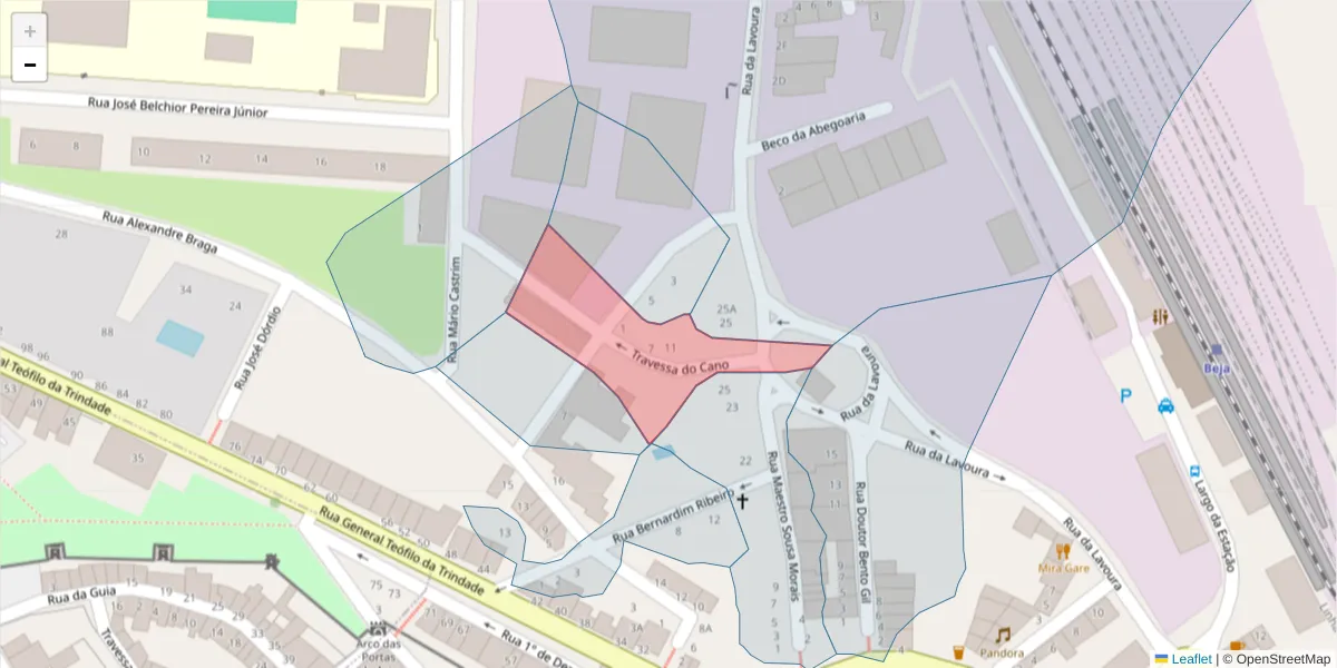 Mapa detalhado do código postal 7800-194 com limites, códigos postais vizinhos e agências dos correios