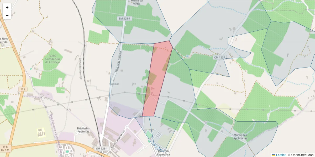Mapa detalhado do código postal 7800-198 com limites, códigos postais vizinhos e agências dos correios