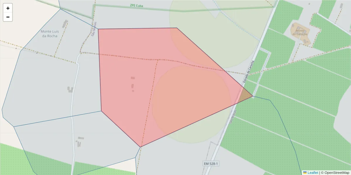 Mapa detalhado do código postal 7800-215 com limites, códigos postais vizinhos e agências dos correios