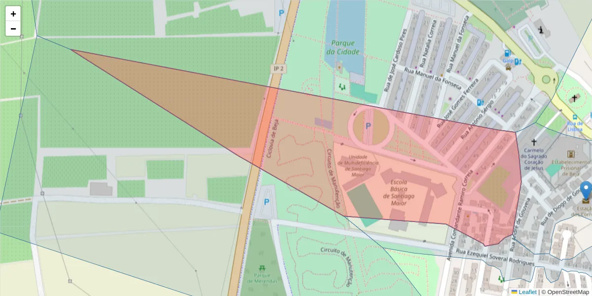 Mapa detalhado do código postal 7800-319 com limites, códigos postais vizinhos e agências dos correios