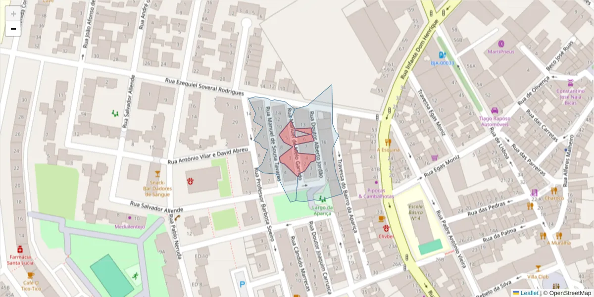 Mapa detalhado do código postal 7800-324 com limites, códigos postais vizinhos e agências dos correios