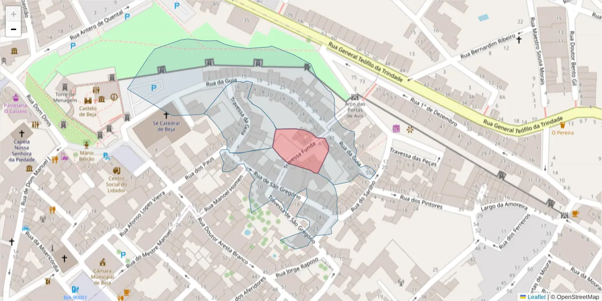 Mapa detalhado do código postal 7800-337 com limites, códigos postais vizinhos e agências dos correios