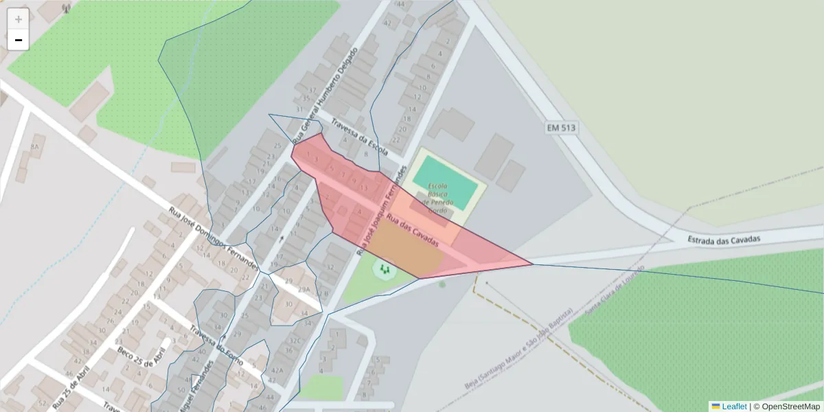 Mapa detalhado do código postal 7800-354 com limites, códigos postais vizinhos e agências dos correios
