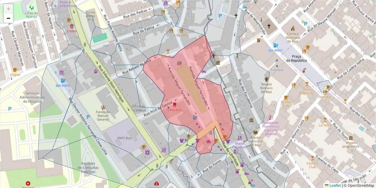 Mapa detalhado do código postal 7800-396 com limites, códigos postais vizinhos e agências dos correios