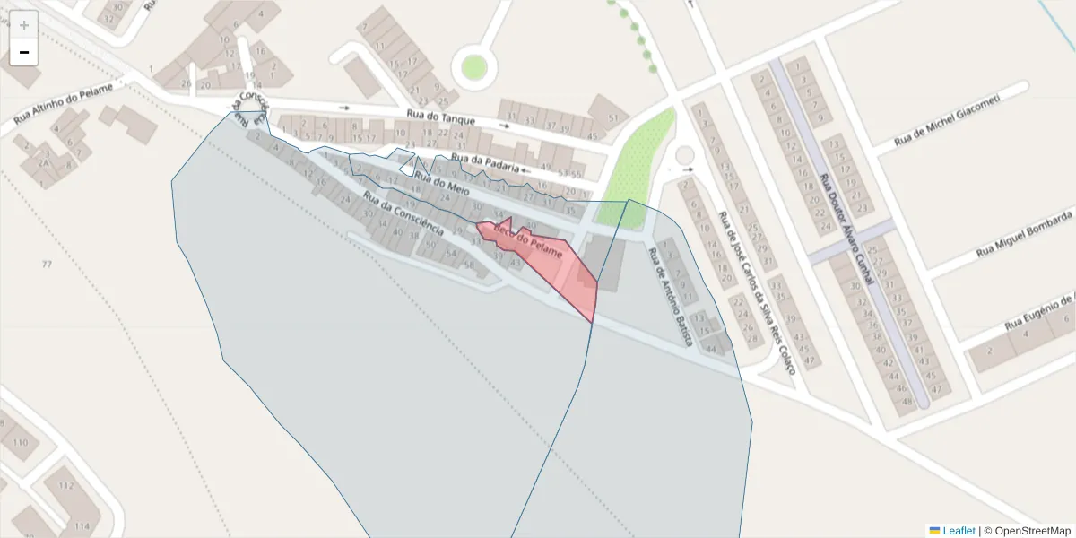 Mapa detalhado do código postal 7800-407 com limites, códigos postais vizinhos e agências dos correios