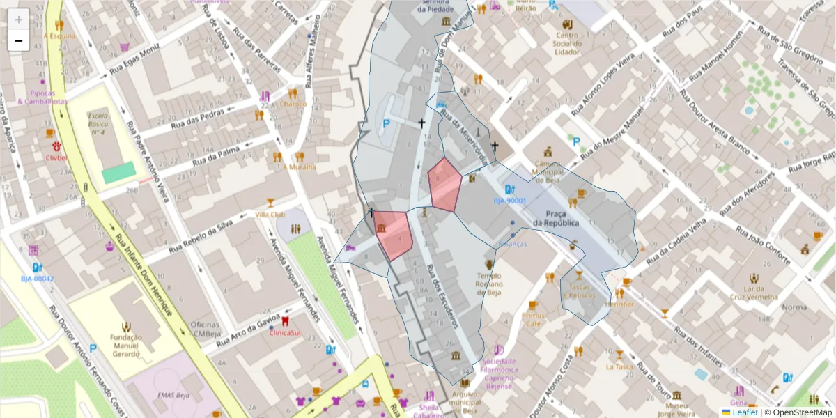 Mapa detalhado do código postal 7800-440 com limites, códigos postais vizinhos e agências dos correios