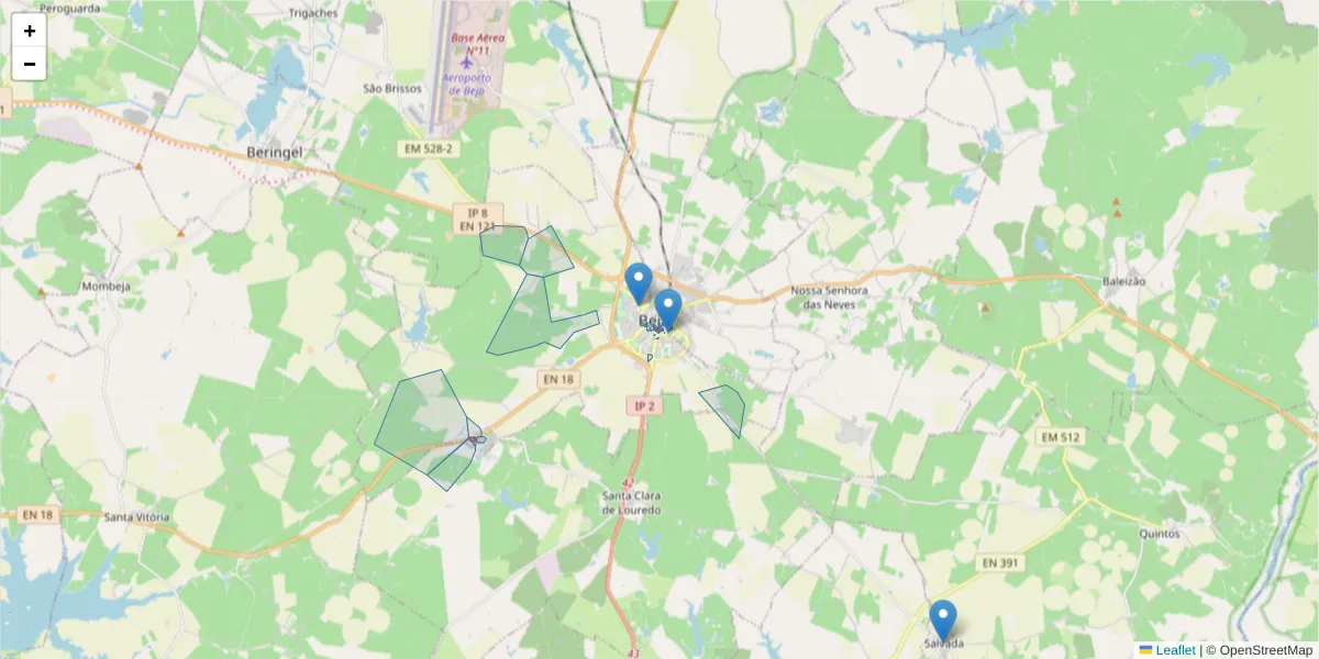 Mapa detalhado do código postal 7800-451 com limites, códigos postais vizinhos e agências dos correios