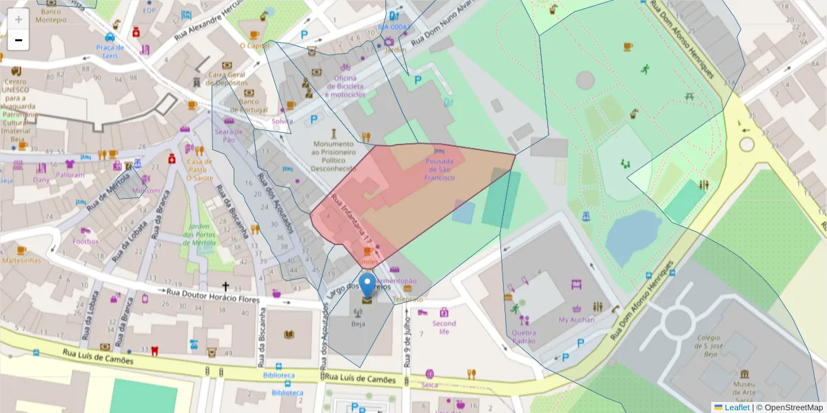 Mapa detalhado do código postal 7800-470 com limites, códigos postais vizinhos e agências dos correios