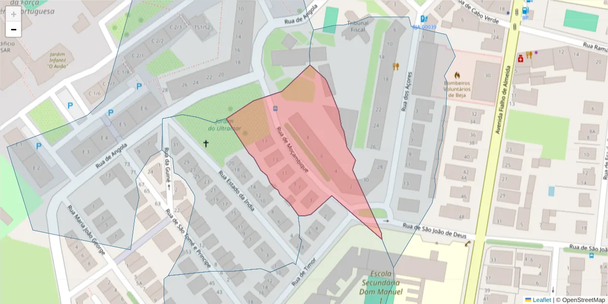 Mapa detalhado do código postal 7800-476 com limites, códigos postais vizinhos e agências dos correios