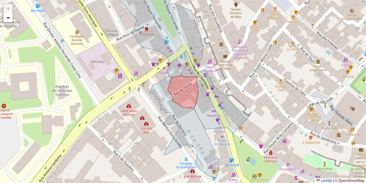 Mapa detalhado do código postal 7800-486 com limites, códigos postais vizinhos e agências dos correios