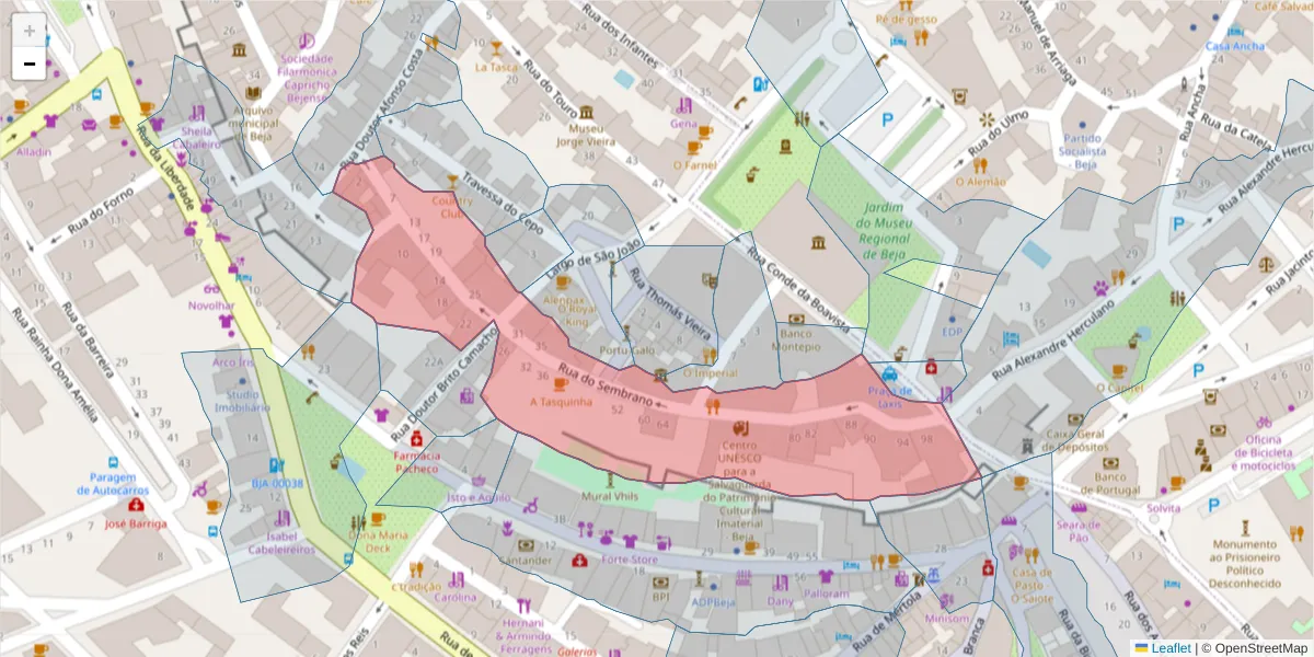 Mapa detalhado do código postal 7800-487 com limites, códigos postais vizinhos e agências dos correios