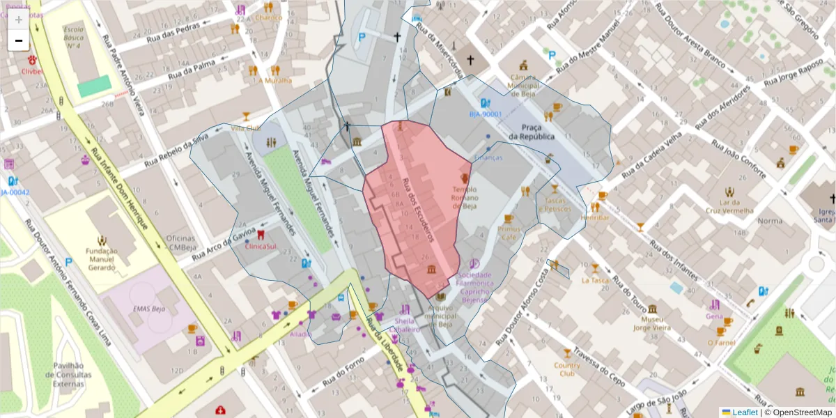 Mapa detalhado do código postal 7800-494 com limites, códigos postais vizinhos e agências dos correios