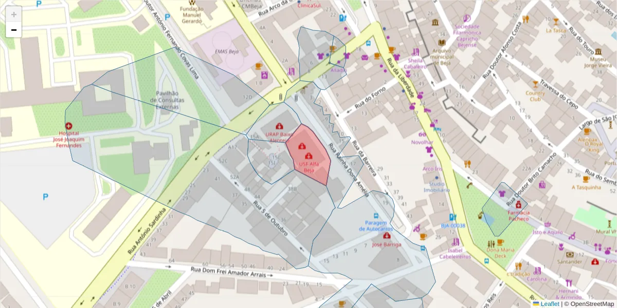 Mapa detalhado do código postal 7800-514 com limites, códigos postais vizinhos e agências dos correios