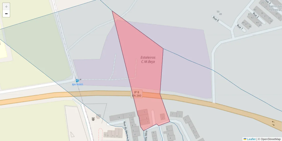 Mapa detalhado do código postal 7800-516 com limites, códigos postais vizinhos e agências dos correios