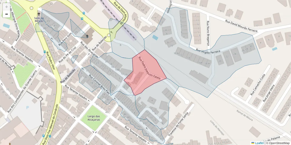 Mapa detalhado do código postal 7800-529 com limites, códigos postais vizinhos e agências dos correios