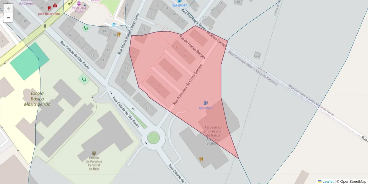 Mapa detalhado do código postal 7800-591 com limites, códigos postais vizinhos e agências dos correios
