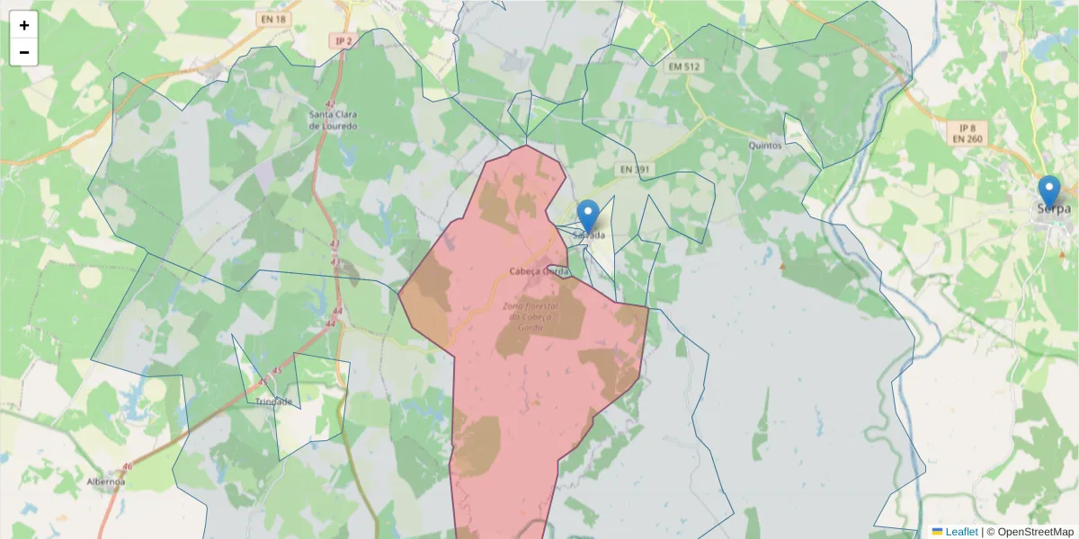 Mapa detalhado do código postal 7800-631 com limites, códigos postais vizinhos e agências dos correios