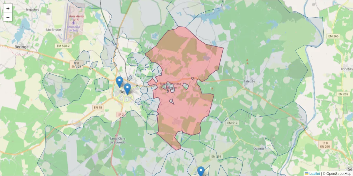 Mapa detalhado do código postal 7800-650 com limites, códigos postais vizinhos e agências dos correios