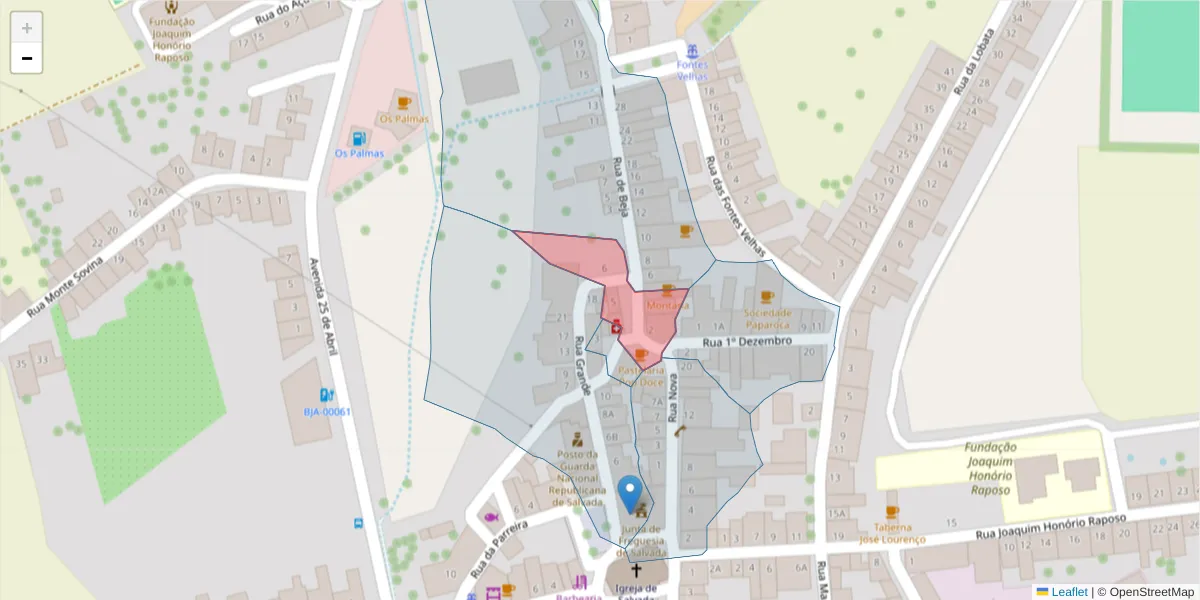 Mapa detalhado do código postal 7800-679 com limites, códigos postais vizinhos e agências dos correios