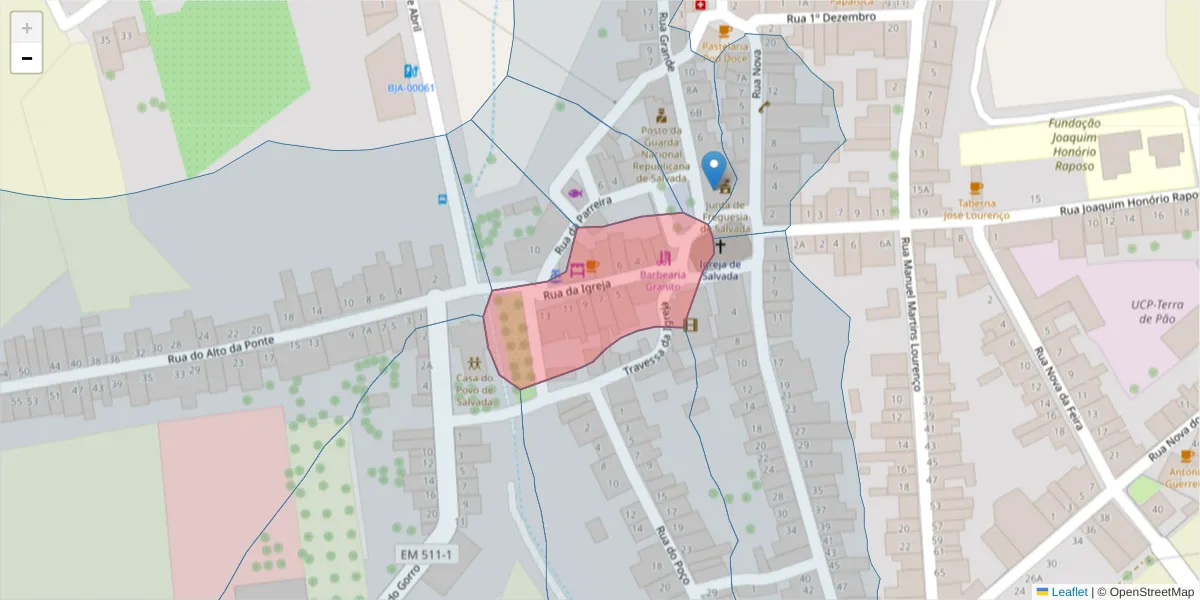 Mapa detalhado do código postal 7800-684 com limites, códigos postais vizinhos e agências dos correios