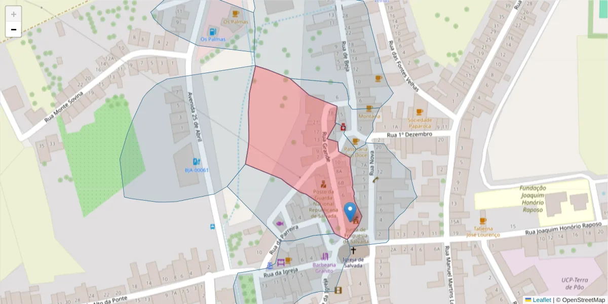 Mapa detalhado do código postal 7800-699 com limites, códigos postais vizinhos e agências dos correios