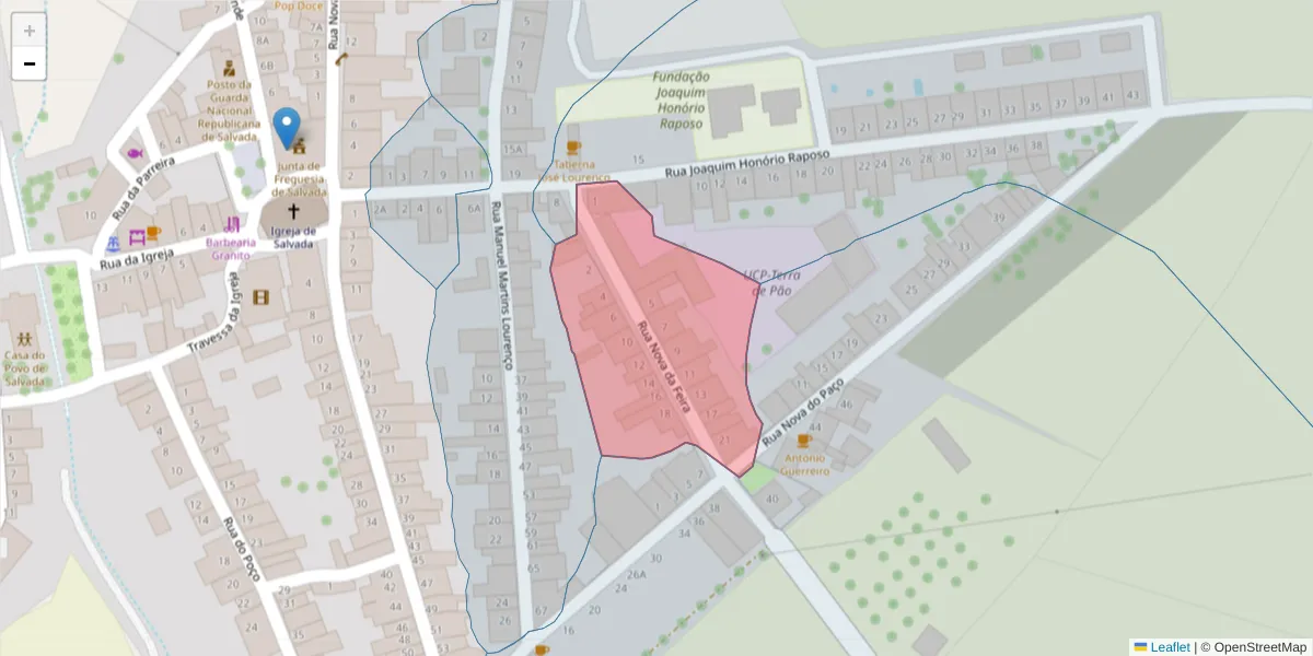 Mapa detalhado do código postal 7800-703 com limites, códigos postais vizinhos e agências dos correios