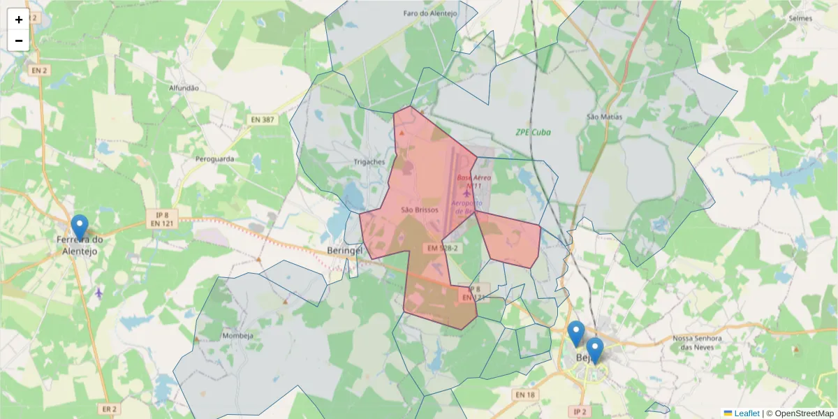 Mapa detalhado do código postal 7800-741 com limites, códigos postais vizinhos e agências dos correios