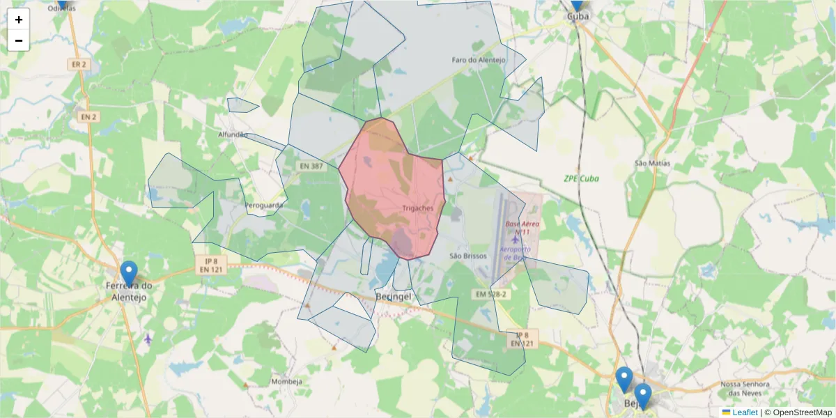 Mapa detalhado do código postal 7800-771 com limites, códigos postais vizinhos e agências dos correios