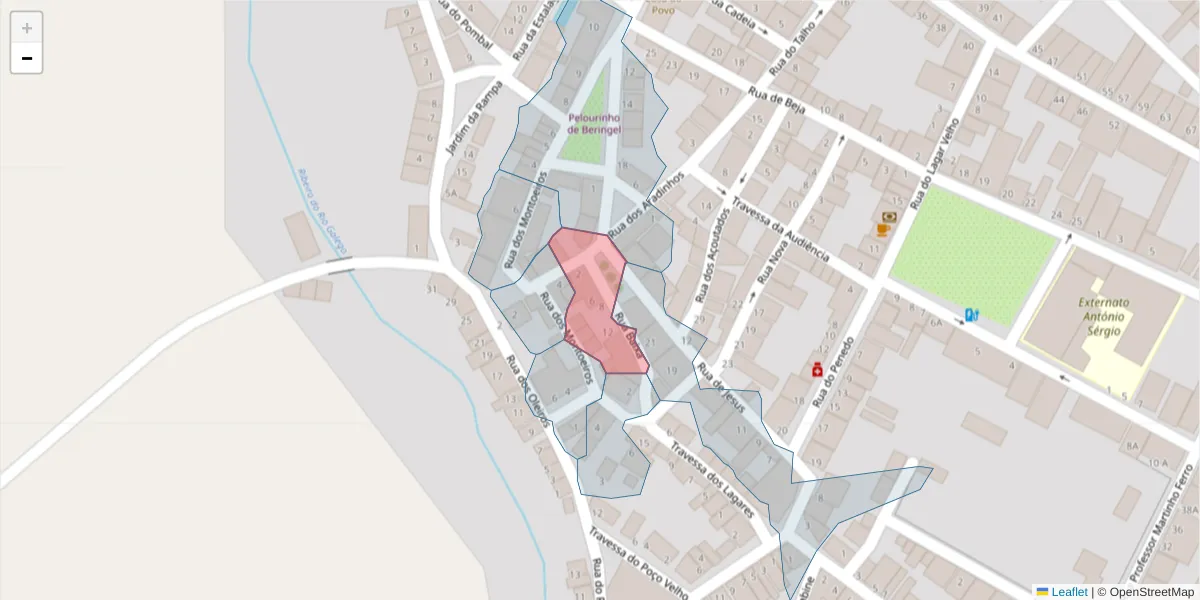 Mapa detalhado do código postal 7800-807 com limites, códigos postais vizinhos e agências dos correios