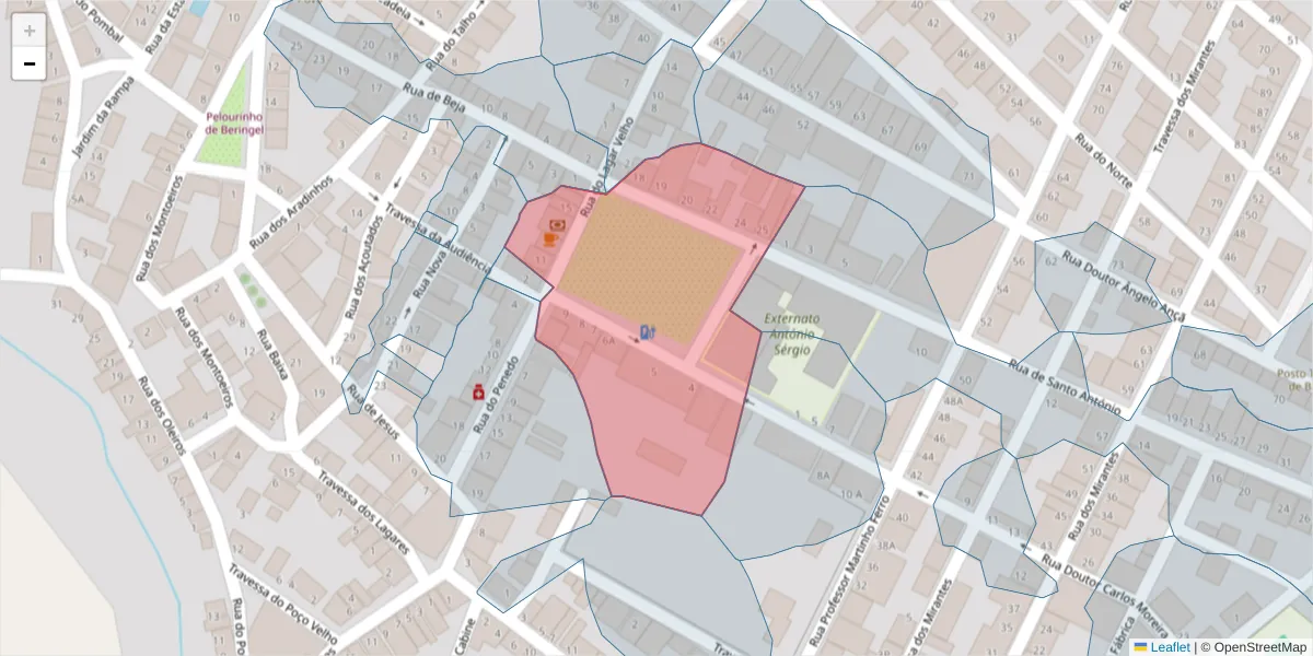 Mapa detalhado do código postal 7800-811 com limites, códigos postais vizinhos e agências dos correios