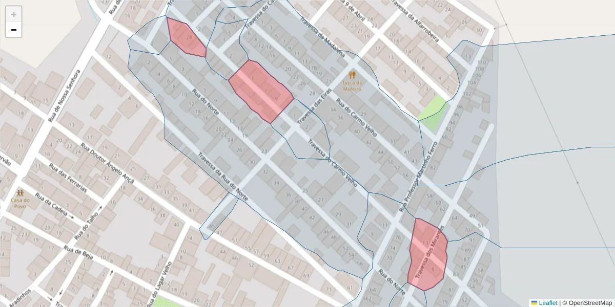 Mapa detalhado do código postal 7800-815 com limites, códigos postais vizinhos e agências dos correios
