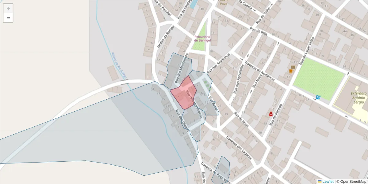 Mapa detalhado do código postal 7800-817 com limites, códigos postais vizinhos e agências dos correios