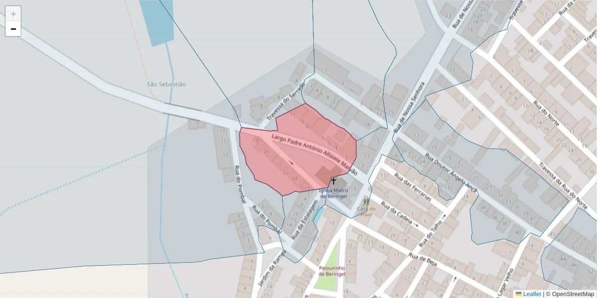Mapa detalhado do código postal 7800-826 com limites, códigos postais vizinhos e agências dos correios