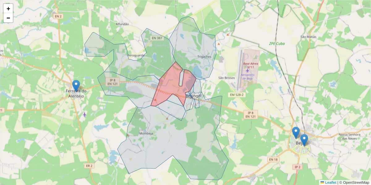 Mapa detalhado do código postal 7800-827 com limites, códigos postais vizinhos e agências dos correios