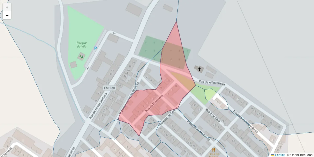 Mapa detalhado do código postal 7800-829 com limites, códigos postais vizinhos e agências dos correios