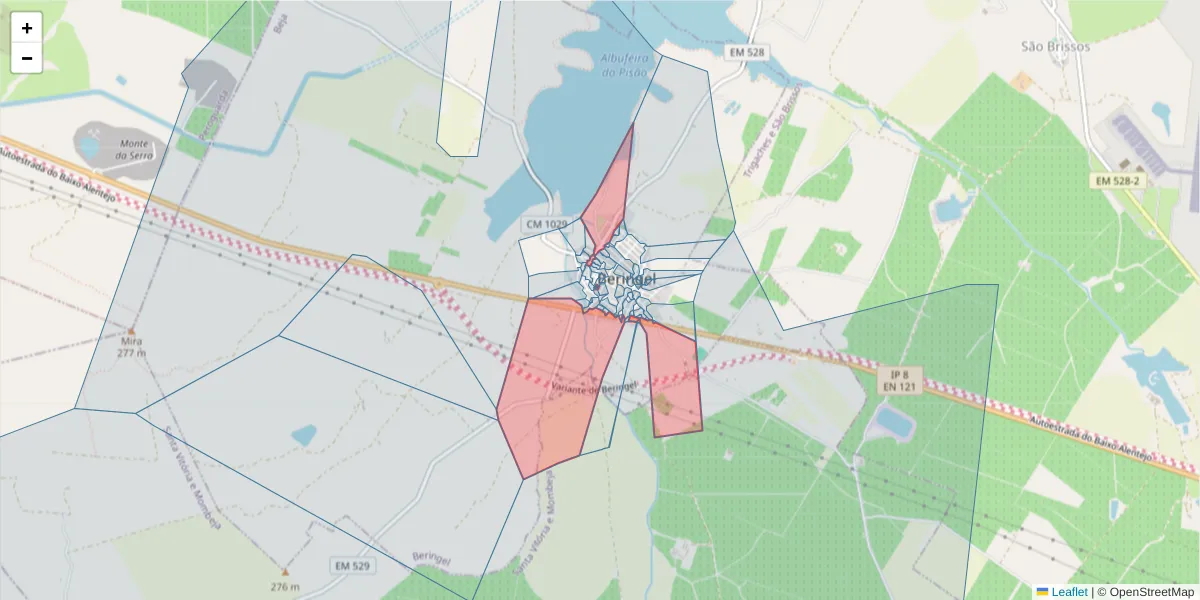 Mapa detalhado do código postal 7800-837 com limites, códigos postais vizinhos e agências dos correios