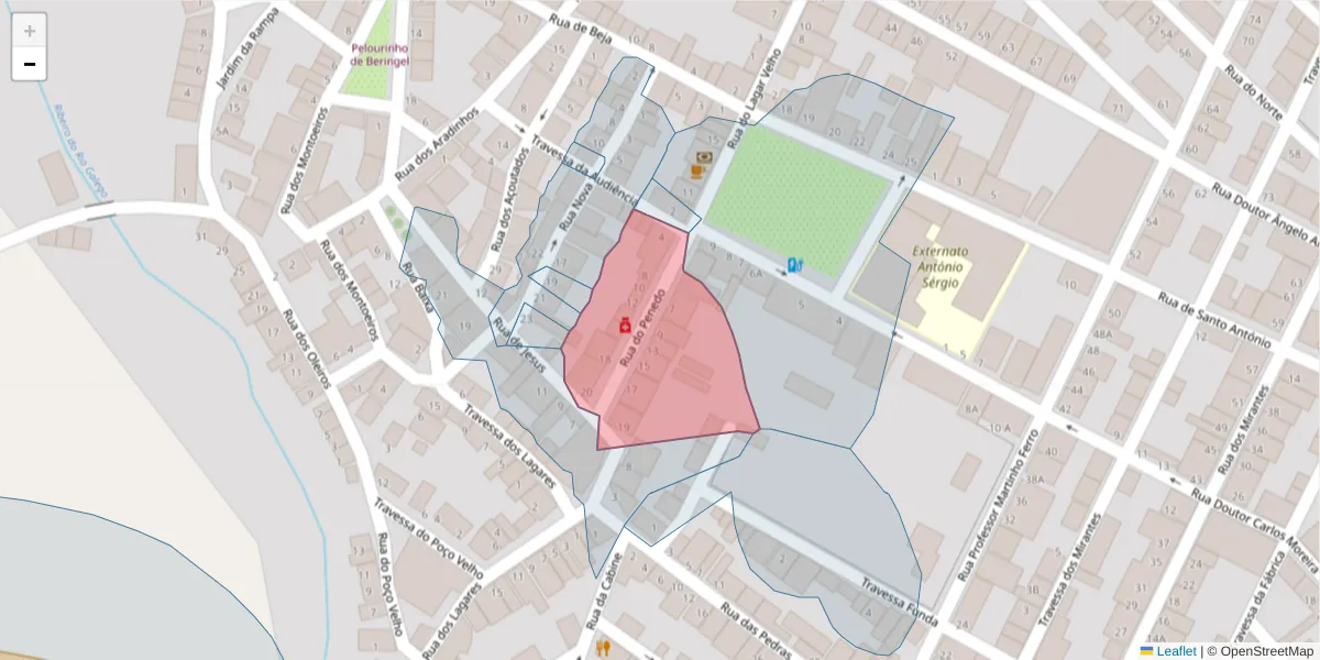 Mapa detalhado do código postal 7800-841 com limites, códigos postais vizinhos e agências dos correios
