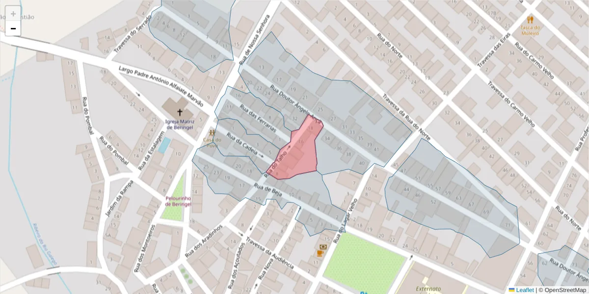 Mapa detalhado do código postal 7800-849 com limites, códigos postais vizinhos e agências dos correios